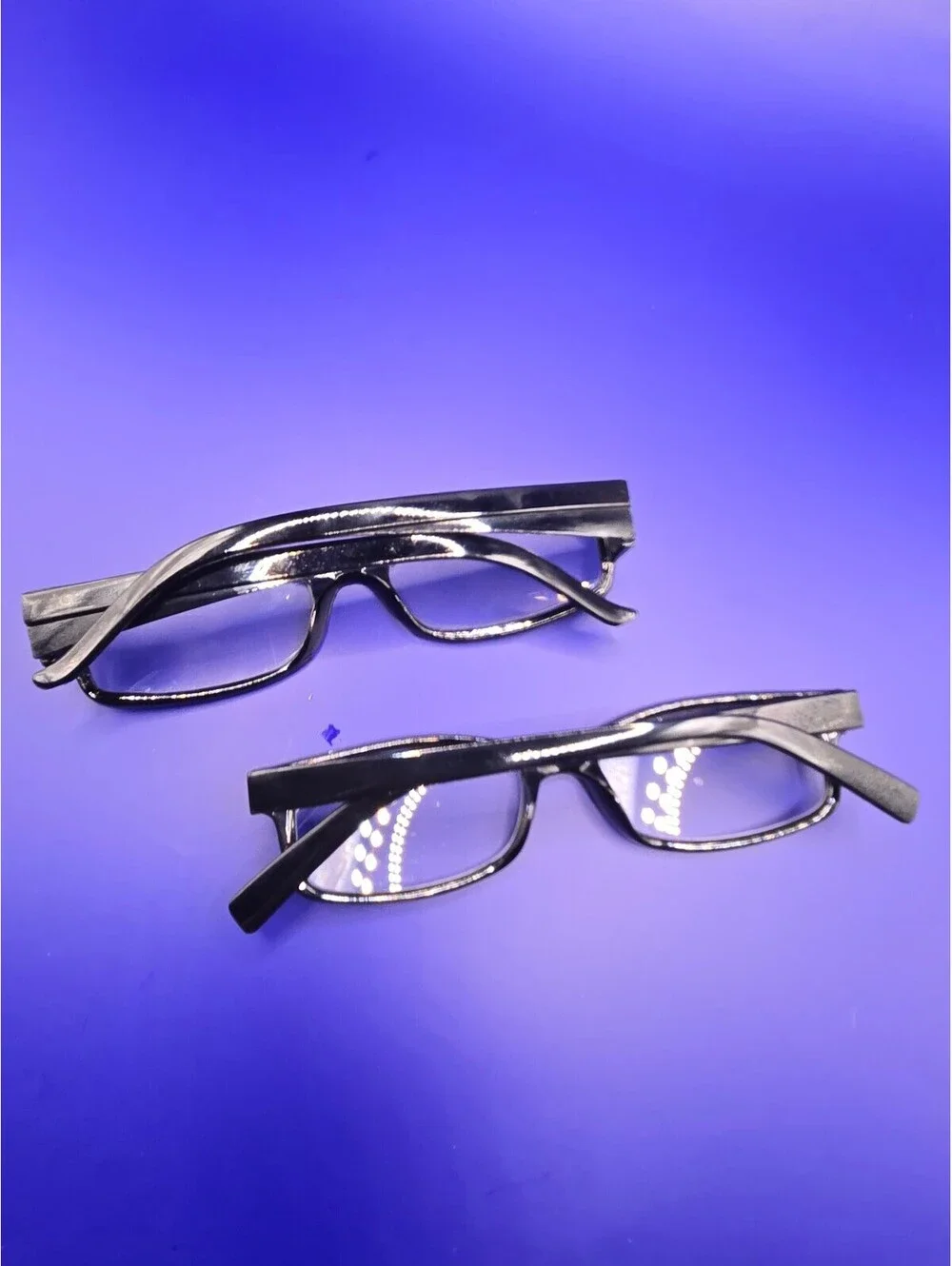 Pair of Black Rectangular Reading Glasses with +1.25 and +1.75 Magnification